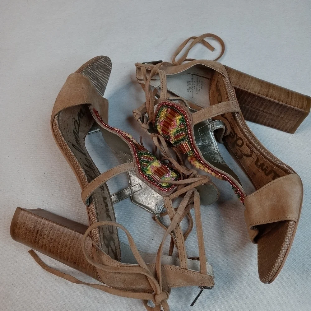 SAM EDELMAN Brown Leather ‘Yvette’ Embellished mir
